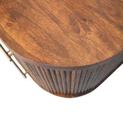 Ribbed Mango Wood Brass-Tipped Nightstand
