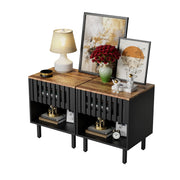 Grille-Door Mid-Century Nightstand Set — back and side profile detail