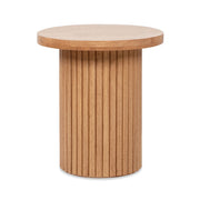 Fluted Pillar Round Wood Side Table