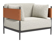 Gray Textured Fabric & Faux Leather Armchair