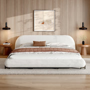 Curved Bouclé Upholstered California King Bed Frame