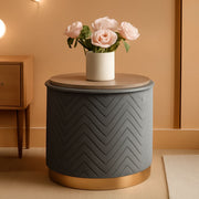 Chevron Velvet Round Storage Ottoman – ottoman | Roost & Roam