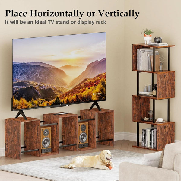 S-Curve Wood-Grain Six-Tier Bookshelf – book case (view 4) | Roost & Roam