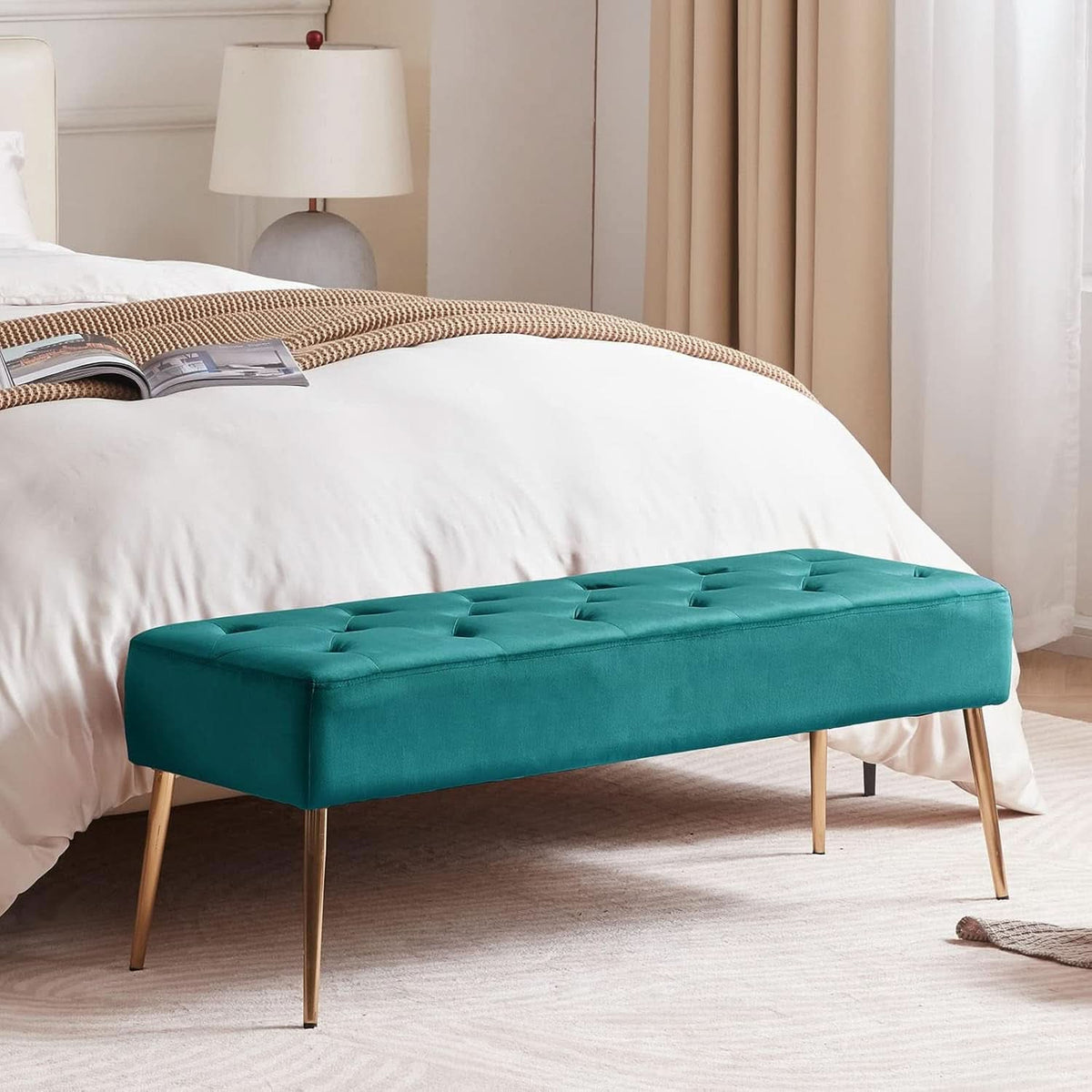 The bench that anchors a bedroom without asking much