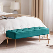 Tufted Velvet Ottoman Bench Gold Legs