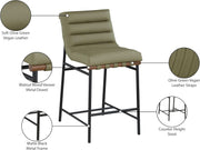 Olive Vegan Leather Channel-Tufted Counter Stool