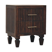 Fluted Mango Wood Two-Drawer Nightstand