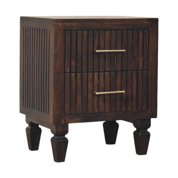 Fluted Mango Wood Two-Drawer Nightstand