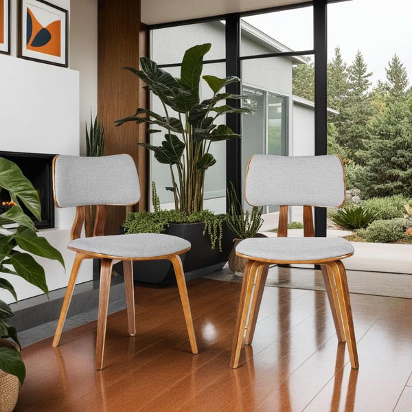 Mid-Century Fabric Dining Chair Walnut