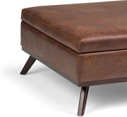 Leather-Look Square Storage Ottoman