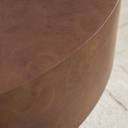 Burl Wood-Print Round Pedestal Coffee Table
