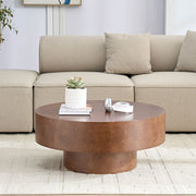 Burl Wood-Print Round Pedestal Coffee Table
