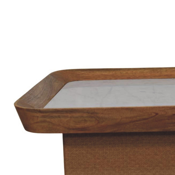 Woven Base Marble Top Coffee Table