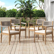 Acacia Wood Rope-Weave Outdoor Dining Set