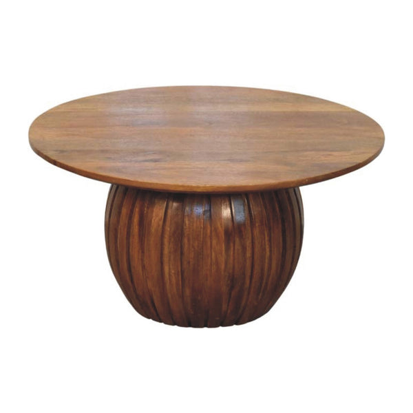 Fluted Round Mango Wood Coffee Table