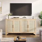 Natural Rattan Four-Door Sideboard Cabinet