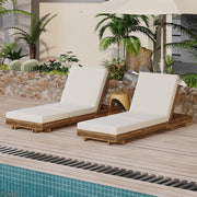 Slatted Acacia Wood Outdoor Chaise Lounger — alternate view or variant option