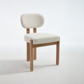 Bouclé Upholstered Wood Dining Chairs Set of 2