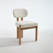 Bouclé Upholstered Wood Dining Chairs Set of 2