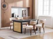 Beige Linen Dining Chairs, Set of 6