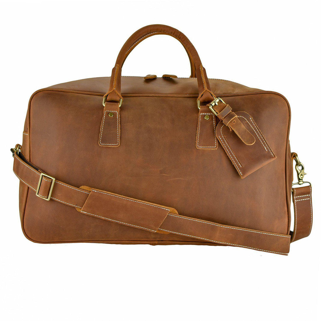British Tan Leather Carry-On Duffle Bag