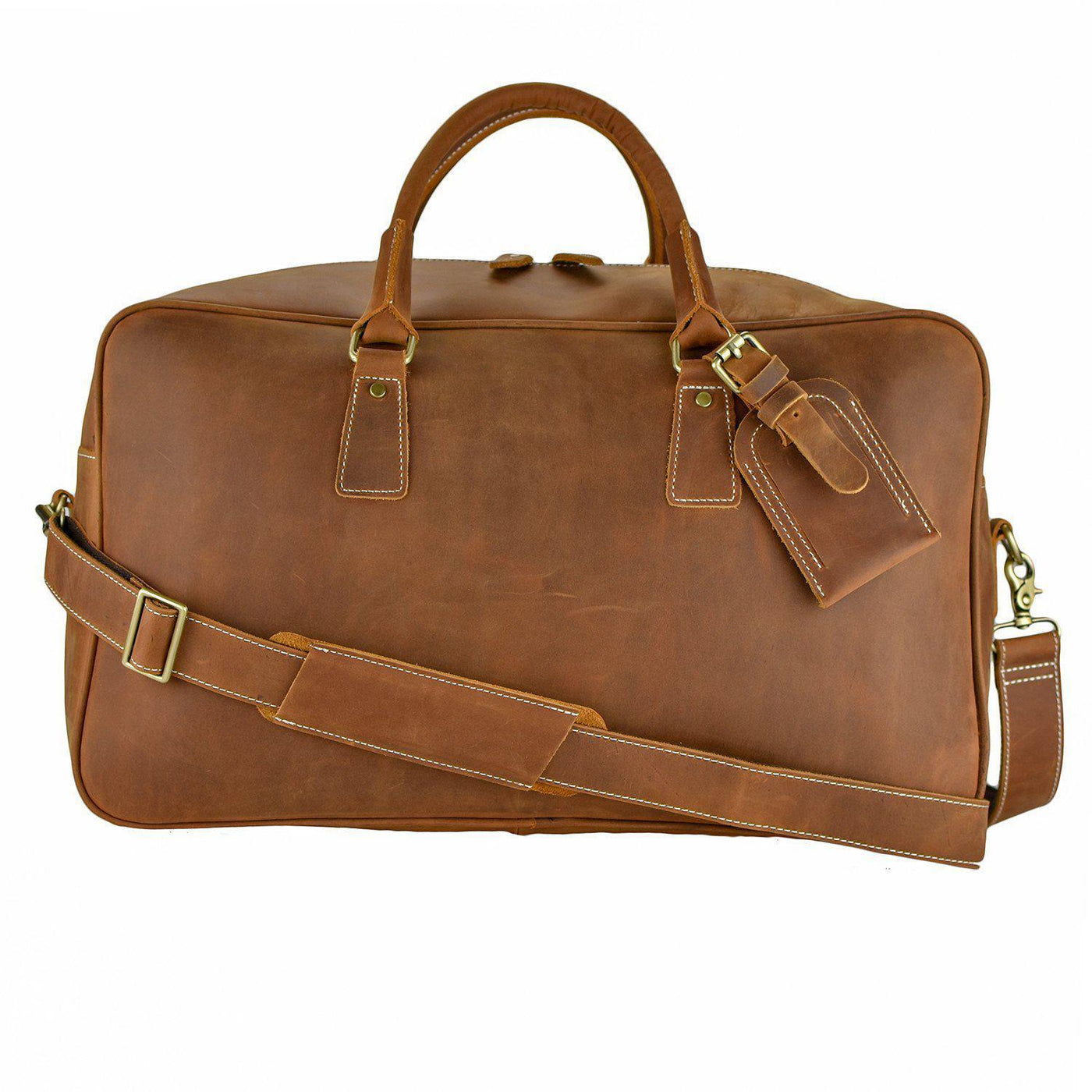 British Tan Leather Carry-On Duffle Bag