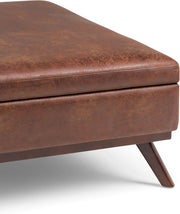 Leather-Look Square Storage Ottoman
