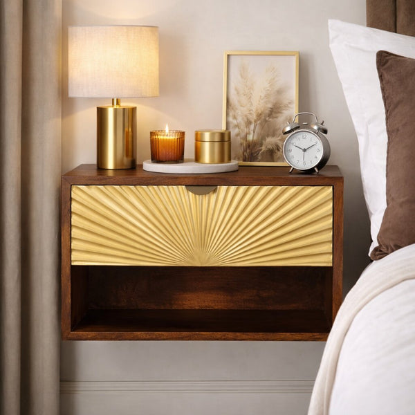 Sunburst Brass Mango Wood Nightstand