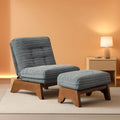 Grey Adjustable Accent Chair Featuring Plush Ottoman