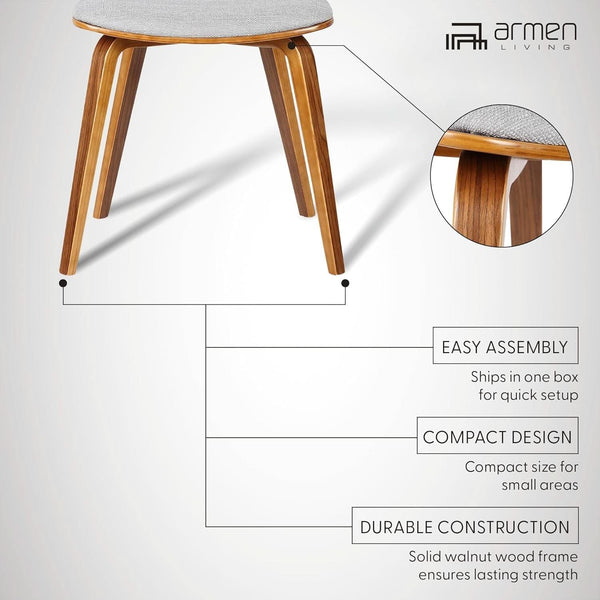Mid-Century Fabric Dining Chair Walnut