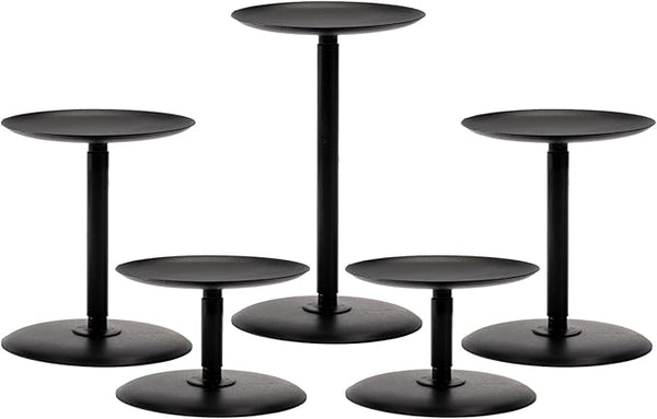Matte Black Metal Pillar Candle Holder Set