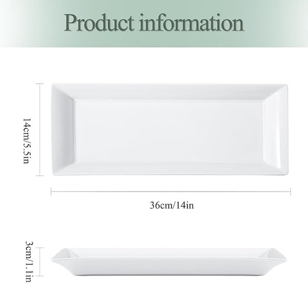 White Porcelain Rectangular Serving Platters Set