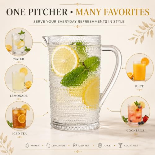 Hobnail Clear Glass Pitcher