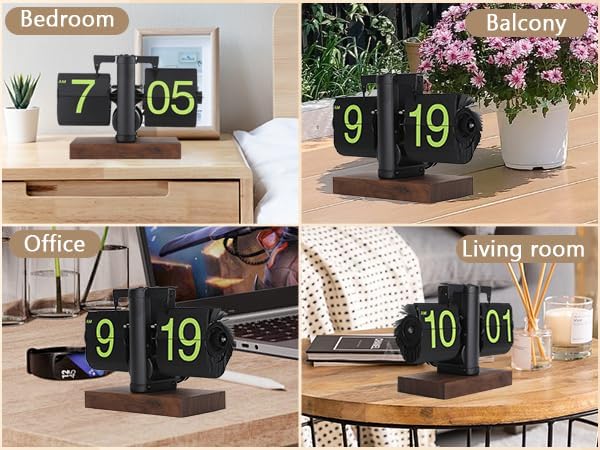 Frosted Black Retro Mechanical Flip Desk Clock