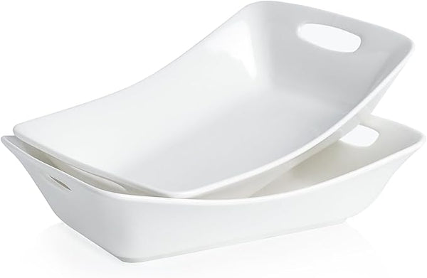 White Porcelain Handled Serving Bowl Set