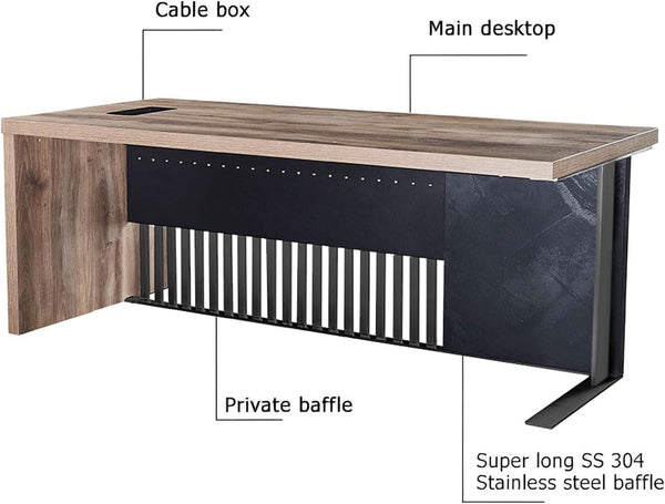 Wood-Grain Steel Executive Office Desk – home office set (view 4) | Roost & Roam