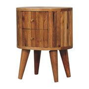 Round Stripe Mango Wood Nightstand