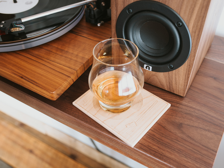 Engraved Wood Turntable Coaster Set
