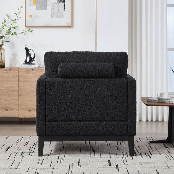 Modern Performance Fabric Wood-Base Accent Chair