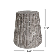 Fluted Concrete Pedestal Side Table