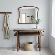Solid Wood Console Table and Mirror Set