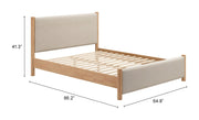 Beige Textured Fabric Upholstered Queen Bed