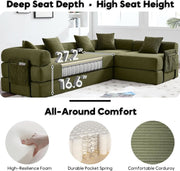 Corduroy Modular Sleeper Sectional Sofa