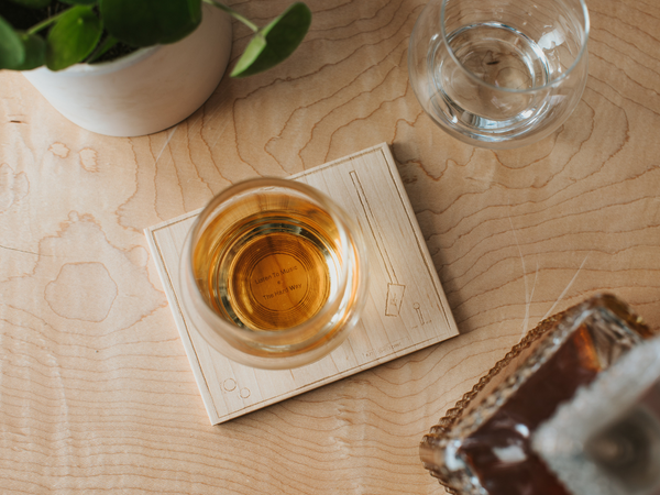 Engraved Wood Turntable Coaster Set