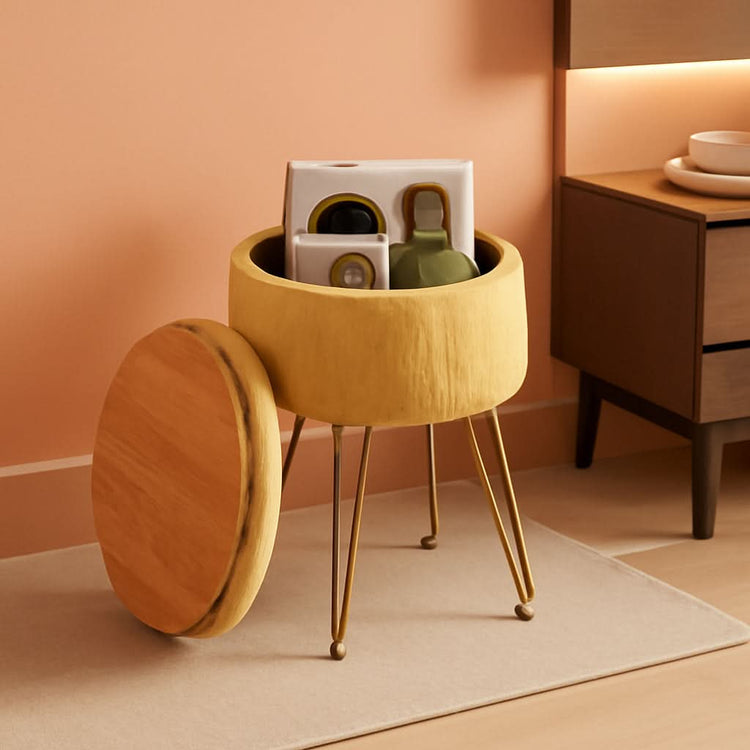 Velvet Round Storage Ottoman Stool – ottoman | Roost & Roam