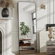 Full-Length Black Aluminum Floor Mirror