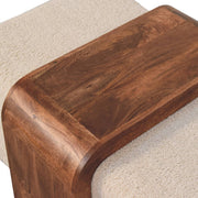 Boucle Upholstered Bench Duo with Wood Table