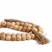 Wood Bead Jute Tassel Garland