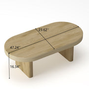 Oval Fluted Natural Wood Coffee Table