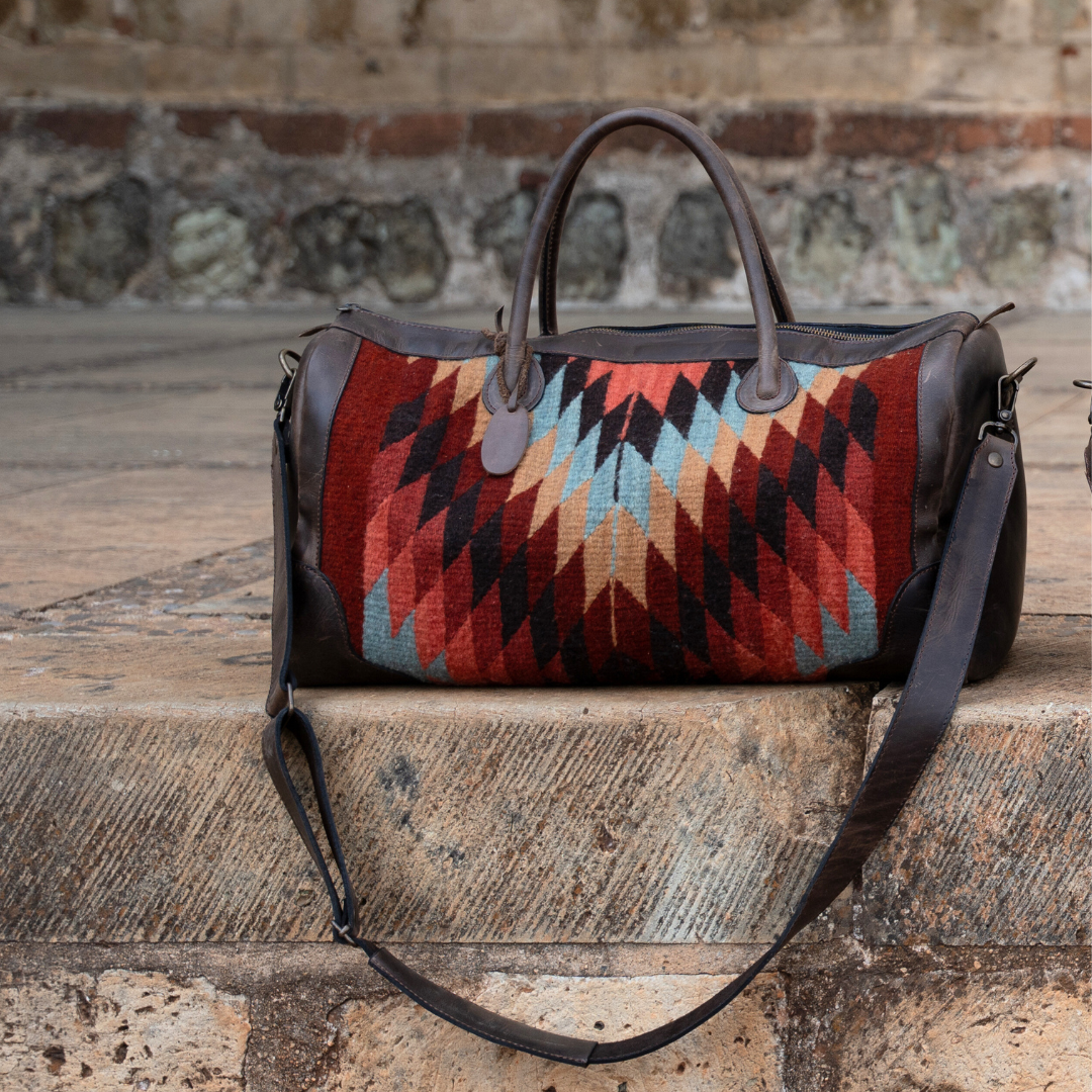 Zapotec-Woven Leather Weekender Bag